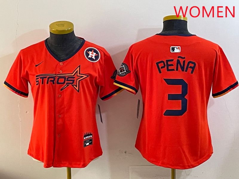 Women Houston Astros Blank #3 Pena Three generations Joint Name 2025 Nike MLB Jersey style 7